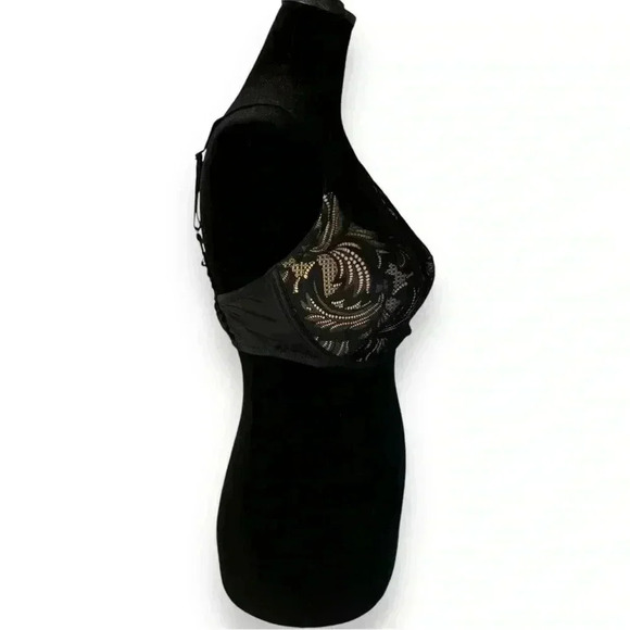 Adore Me 36D Lily Push-up Bra Black Lace over Nude With Sparkly Silver Hardware - Picture 12 of 13